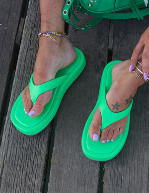 Surfs Up Green Flatform Flip Flop Sandals