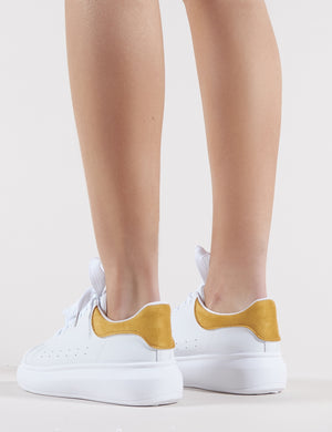 Bolt Platform Trainers in White and Yellow