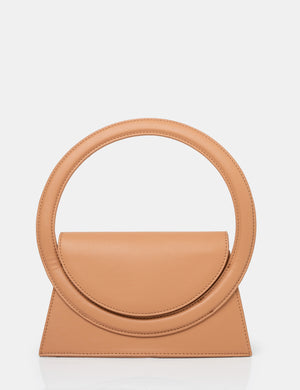 The Top Handle Tan Pu Circlur Handle Grab Bag