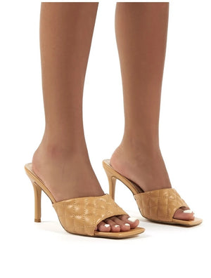 Romi Tan Quilted Heeled Mule