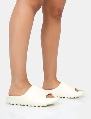 Brady Cream Rubber Flat Slider Sandals