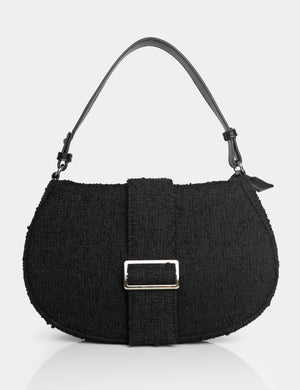 The Tex Black Boucle Shoulder Bag