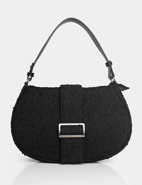 The Tex Black Boucle Shoulder Bag