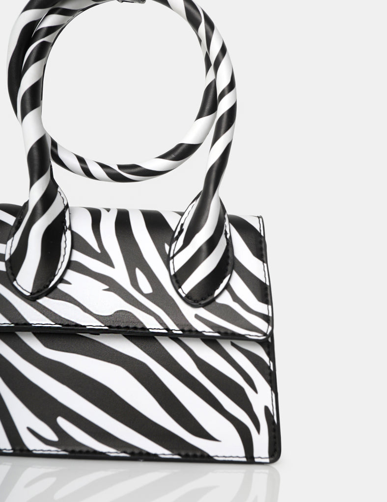The Milan Zebra Print Monochrome Pu Crossbody Mini Bag | Public Desire