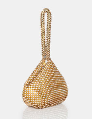The Lavender Gold Diamante Mini Pouch Party Bag