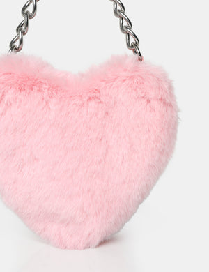 The Anouk Pink Heart Shaped Faux Fur Grab Bag