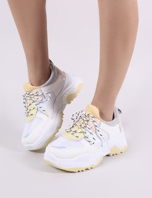Boe Chunky Trainers in White and Yellow