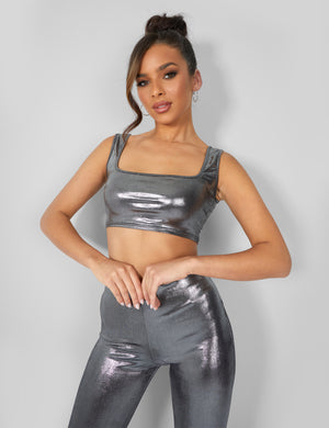 Metallic Crop Top Silver