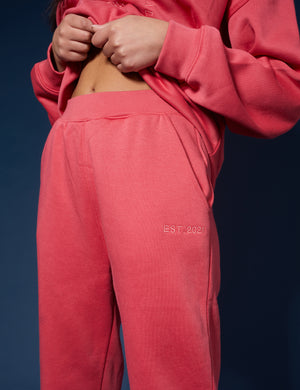 Tonal Embroidery Joggers Coral