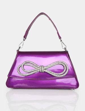 The Faya Violet Bow Detail Diamante Crossbody Bag