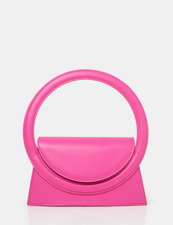 The Top Handle Bright Pink Pu Circlur Handle Grab Bag