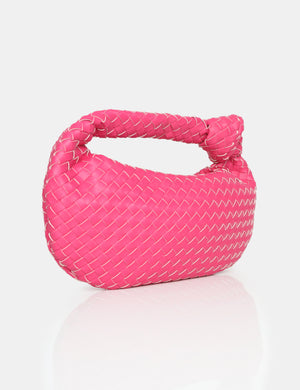 Blame Pink Weave Knot Detail Handbag