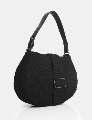 The Tex Black Boucle Shoulder Bag