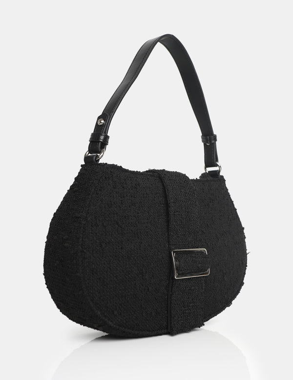 The Tex Black Boucle Shoulder Bag