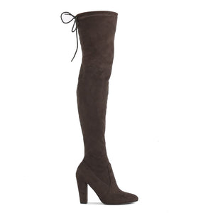 Janine Over the Knee Boots in Dark Taupe Faux Suede