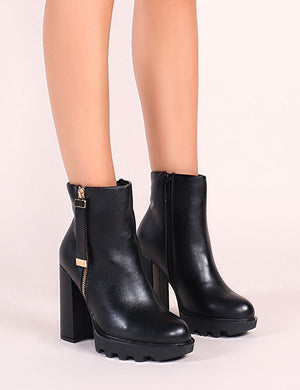 Joji Cleated Ankle Boots in Black