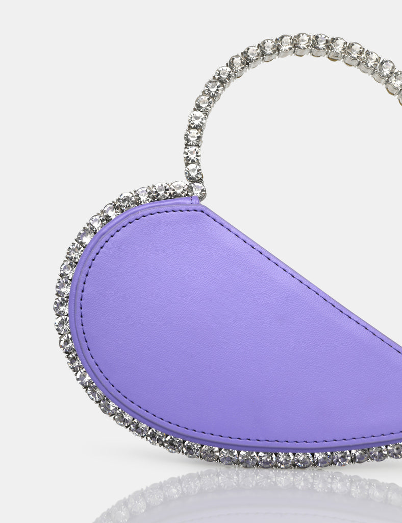 The Zee Lilac Diamante Love Heart Grab Bag | Public Desire