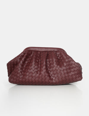 The Project Burgundy Woven Pu Clutch Bags