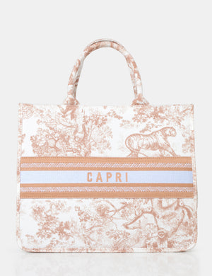 The Capri Nude Oversized Canvas Tote Bag