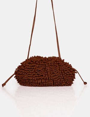 The Ausha Chocolate Chenille Clutch Bag