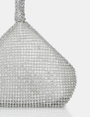 The Marilyn Silver Diamante Mini Pouch Party Bag