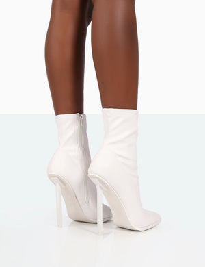Pippa White Sock High Heeled Ankle Boots