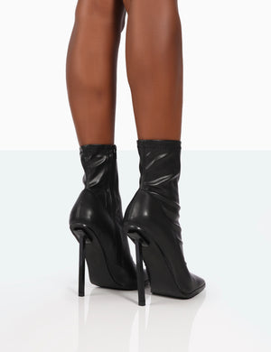 Pippa Black Sock High Heeled Ankle Boots