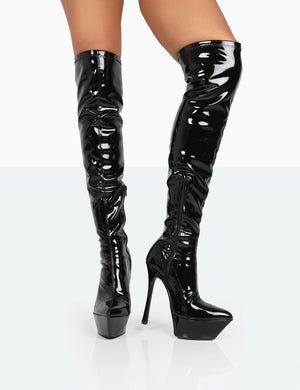 Over the knee online platform heel boots