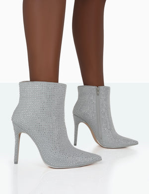 Silver rhinestone boots discount