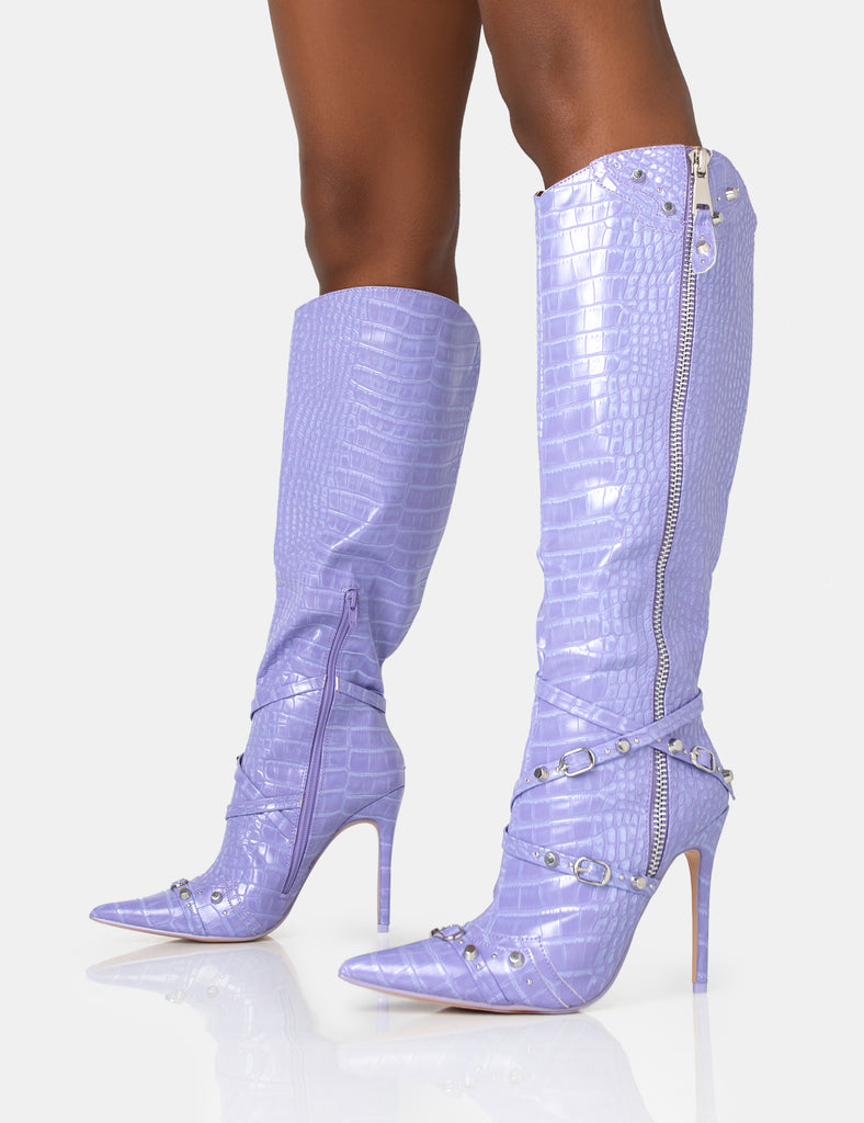 Lilac over the knee boots cheap