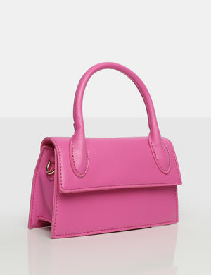 The Hailey Bright Pink PU One Handle Mini Bag
