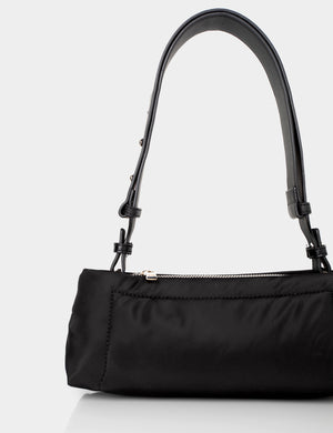 The Ludo Black Nylon Elongated Shoulder Bag