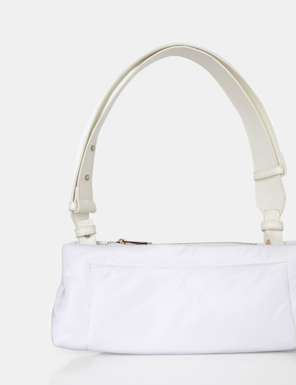 The Ludo White Nylon Elongated Shoulder Bag