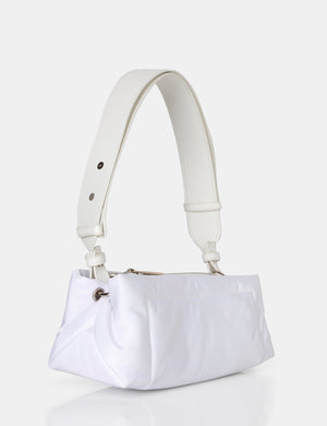 The Ludo White Nylon Elongated Shoulder Bag