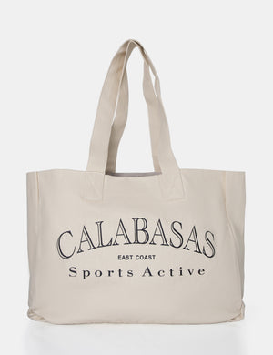 The Calabasas Oversized Off White Canvas Tote Bag