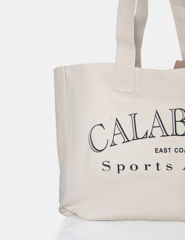 The Calabasas Oversized Off White Canvas Tote Bag