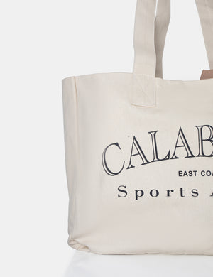 The Calabasas Oversized Off White Canvas Tote Bag