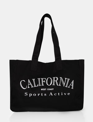 The California Overiszed Black Canvas Tote Bag