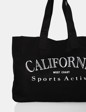 The California Oversized Black Canvas Tote Bag