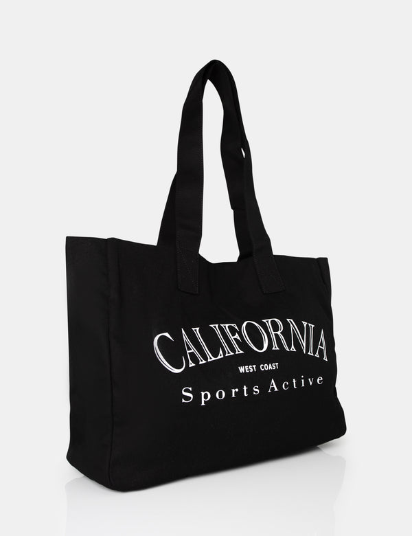 The California Oversized Black Canvas Tote Bag