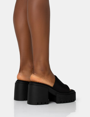 Chunky black mules cheap