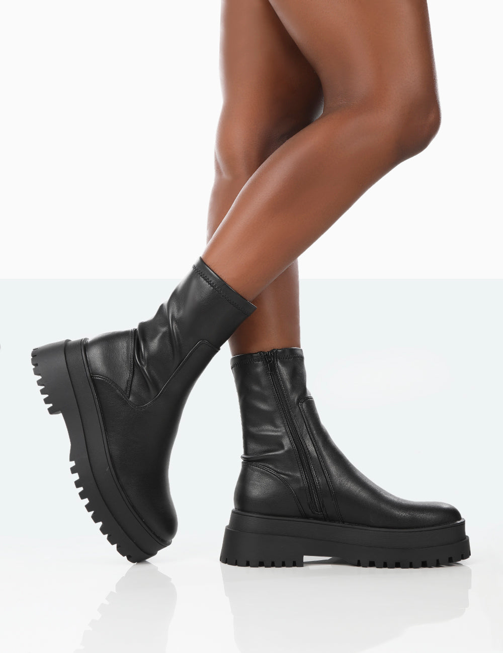 Platform Sock Ankle Boots