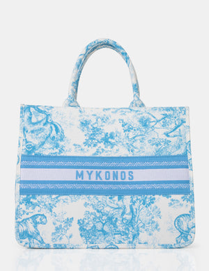 The Mykonos Baby Blue Oversized Canvas Tote Bag