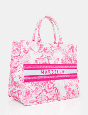 The Marbella Hot Pink Oversized Canvas Tote Bag