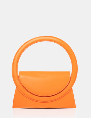 The Top Handle Orange Pu Circlur Handle Grab Bag