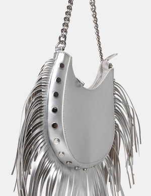The Western Silver Metallic Tassle Shoulder Bag