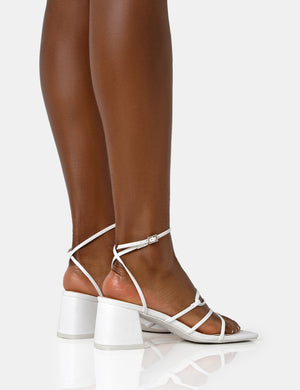 White mid hotsell heel sandals