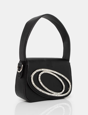 The Tonic Black Pu Diamante Mini Grab Bag