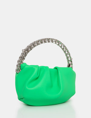 The Aurora Lime Pu Diamante Handle Mini Bag