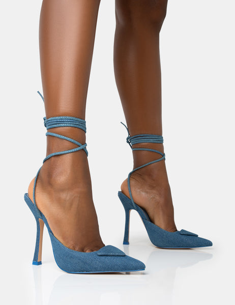 Blue store denim pumps